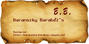 Baranszky Barabás névjegykártya